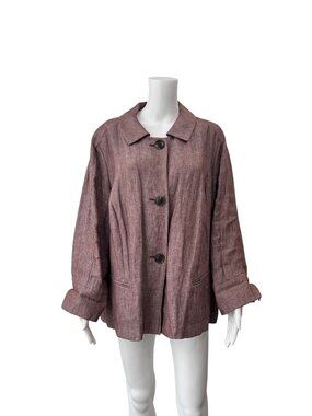 Lafayette 148 Burgundy Red Linen Blazer Jacket size 20